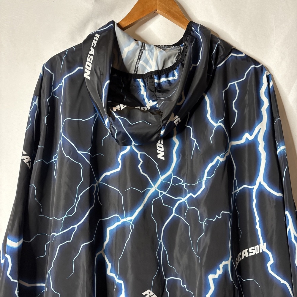 Reason Windbreaker Jacket Men's 4XL Lightening Hoodie Black‎ Blue Read - Picture 7 of 9